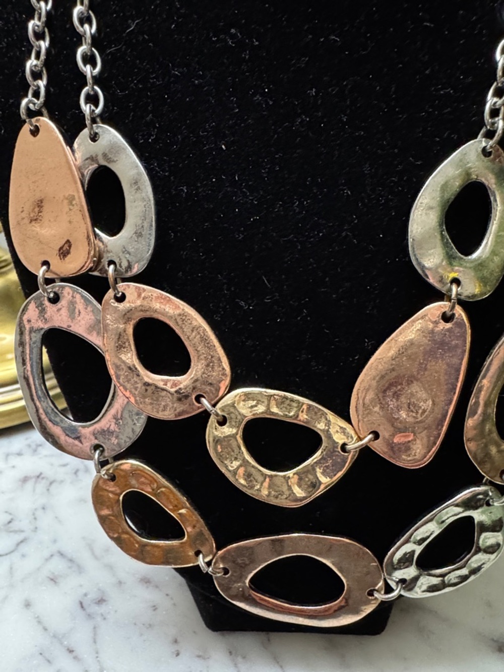 Mixed Metal Teardrop Link Necklace - Women Jewelry - Picture 2 of 4